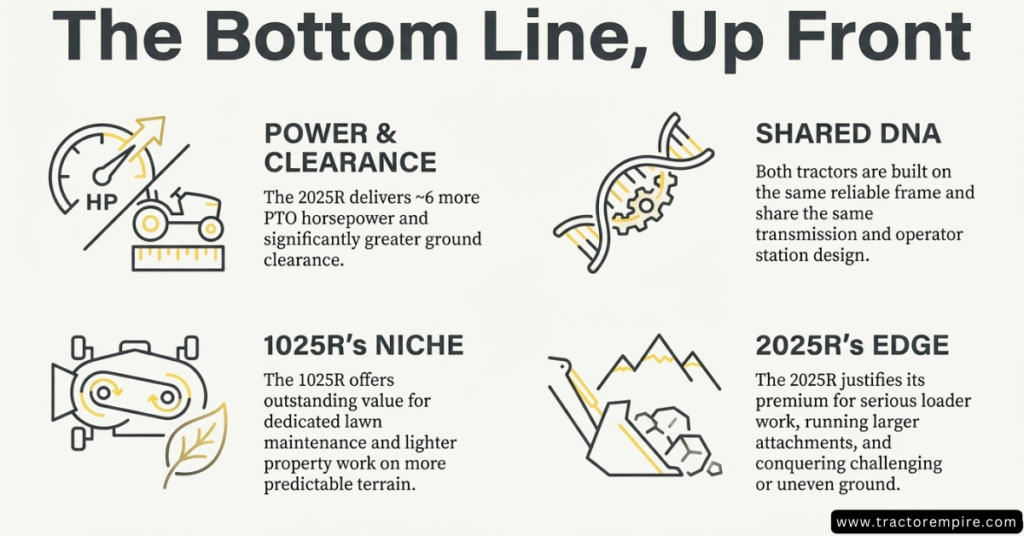 John Deere 1025R vs 2025R - key takeaways